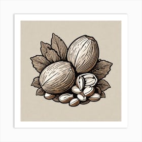 Almonds And Leaves Art Print