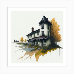 Colored House Ink Painting (40) Art Print