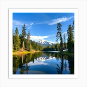 Mountain with trees Art Print