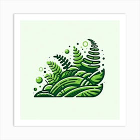 Abstraction with Green fern, Vector art 5 Art Print