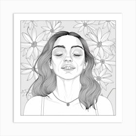 Girl With Flowers 3 Art Print