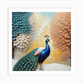 Paper art peacock 1 Art Print