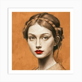 Face Of A Young Woman With A Camel Hairstyle Art Print