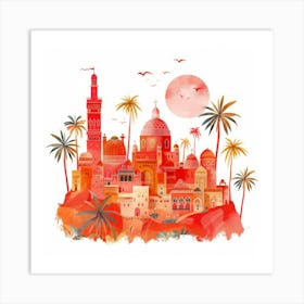 Watercolor Arabic City 1 Art Print