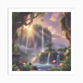 Waterfalls In The Jungle Art Print