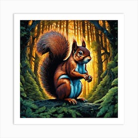 Red Squirrel In The Woods 2 Art Print