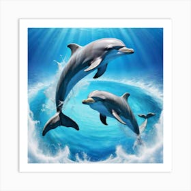 Dolphins In The Sea 3 Art Print