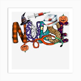 Halloween Nurse Nursing Cute Health Worker Halloween Pumpkin Art Print