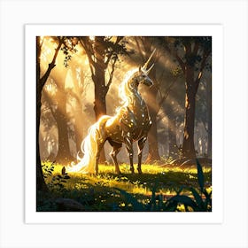 Default In A Misty Forest Clearing A Shimmering Creature Bathe 2 Art Print