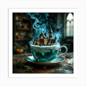 Teacup Haunted House Art Print