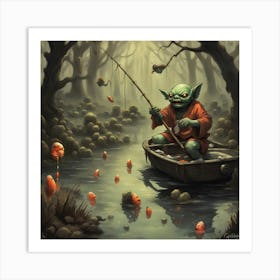 Goblin Yokai Fishing Art Print