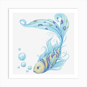 Beautiful Blue Koi Fish Art Print