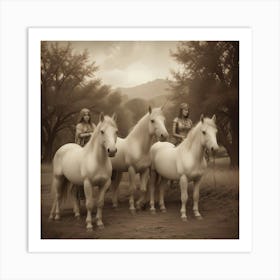 Four Women On Horses Art Print