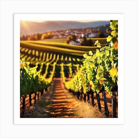 Vineyards At Sunset Art Print