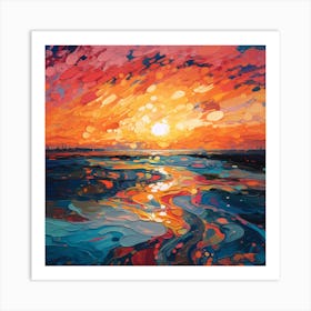 Sunset Over The Sea Art Print