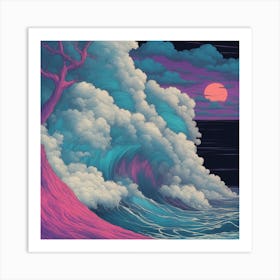 Wave At Night Art Print