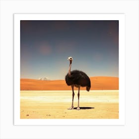 Ostrich In The Desert Art Print