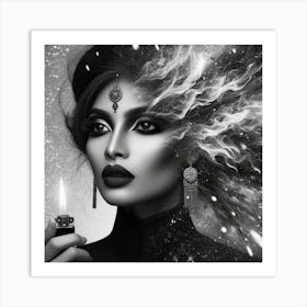 Black And White Portrait Of A Woman 2 Art Print