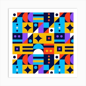 Abstract Geometric Pattern,Flat design geometric mosaic pattern Art Print