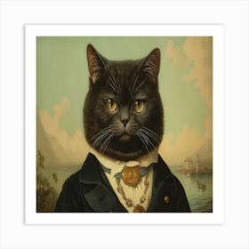 Cat In A Suit Art Print