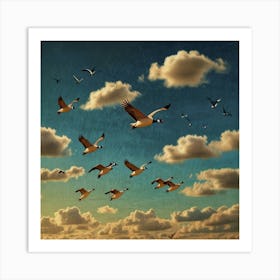 Canadian Geese Flying Art Print