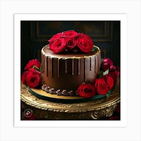 Red roses decore cake Art Print