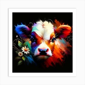 Colorful Cow Portrait Art Print