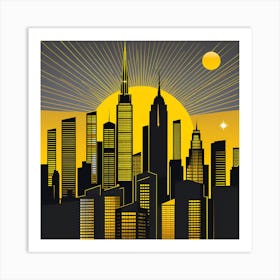 City Skyline 11 vector art Art Print