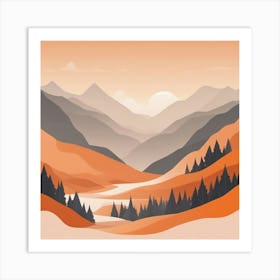 Misty mountains background in orange tone 79 Art Print