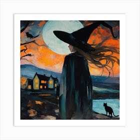 Witch At Night Art Print