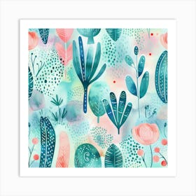 Watercolor Floral Pattern 2 Art Print