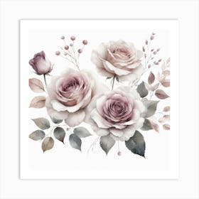 Mauve Roses Art Print