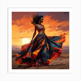 African Woman In A Dress Art Print