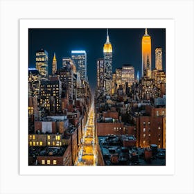 New York City At Night 1 Art Print