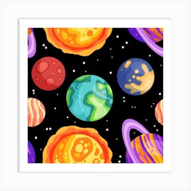 Planets Seamless Pattern Art Print