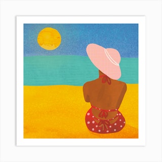 Sunbathing Square Art Print