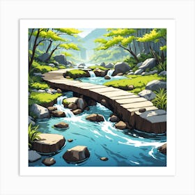 Bridge In The Forest Art Print