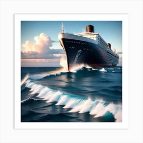 Ship cruises ocean Art Print