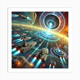 A Sci Fi Scene Harmony Beam Array Disabling Ships Art Print