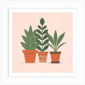 Three Potted Plants Art Print