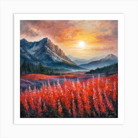 Sunset In The Mountains 5 Art Print