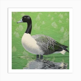 Ohara Koson Inspired Bird Painting Canada Goose 1 Square Art Print