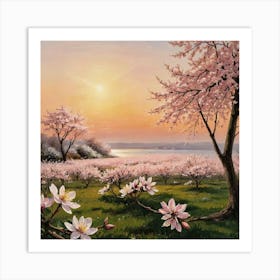 Blossoms in the Golden Hour Cherry Blossoms Art Print