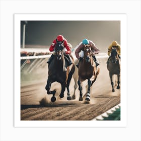 Jockeys Racing At The Racetrack 4 Art Print