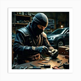 Man Working On A Car Art Print