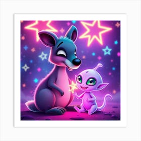 Kangaroo And Alien Art Print