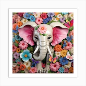 Elephant In Flowers Art Print