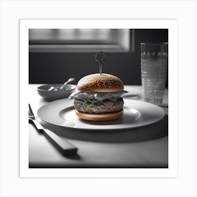 Burger On A Plate 23 Art Print