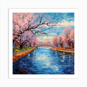 Cherry Blossoms On The River 1 Art Print