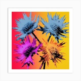 Andy Warhol Style Pop Art Flowers Cornflower 4 Square Art Print